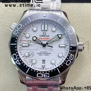 OMEGA Seamaster Diver 300M SS VSF 1:1 Best Edition Black Bezel White Dial on SS Bracelet A8800 - Super Clone Watch | 1:1 Best Version