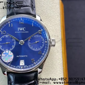 IWC Portuguese Real PR IW500710 ZF 1:1 Best Edition Cadran albastru pe curea din piele neagră A52010 V5 - Super Clone Watch | 1:1 Best Version