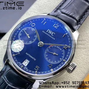 IWC Portuguese Real PR IW500710 ZF 1:1 Best Edition Cadran albastru pe curea din piele neagră A52010 V5 - Super Clone Watch | 1:1 Best Version