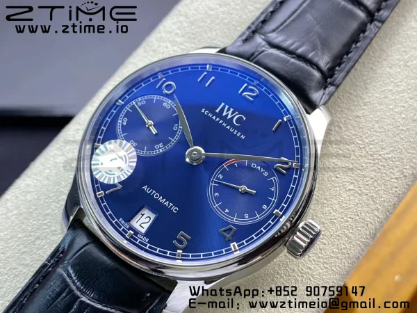 IWC Portuguese Real PR IW500710 ZF 1:1 Best Edition Cadran albastru pe curea din piele neagră A52010 V5 - Super Clone Watch | 1:1 Best Version