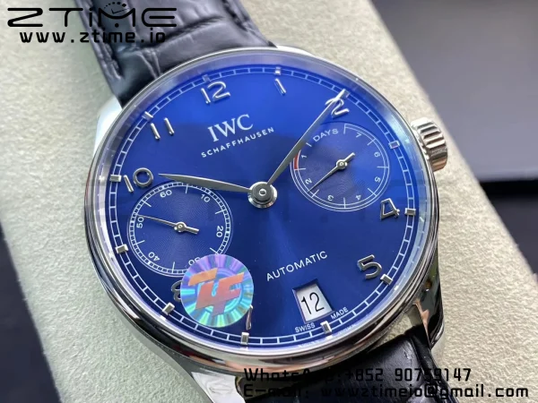 IWC Portuguese Real PR IW500710 ZF 1:1 Best Edition Cadran albastru pe curea din piele neagră A52010 V5 - Super Clone Watch | 1:1 Best Version