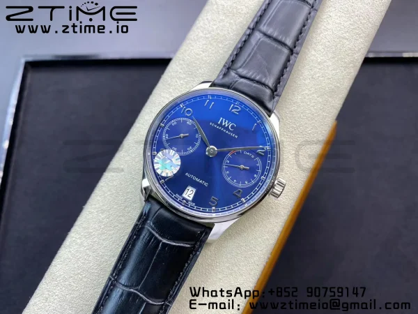 IWC Portuguese Real PR IW500710 ZF 1:1 Best Edition Cadran albastru pe curea din piele neagră A52010 V5 - Super Clone Watch | 1:1 Best Version