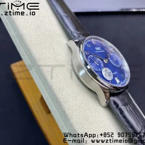 IWC Portuguese Real PR IW500710 ZF 1:1 Best Edition Cadran albastru pe curea din piele neagră A52010 V5 - Super Clone Watch | 1:1 Best Version