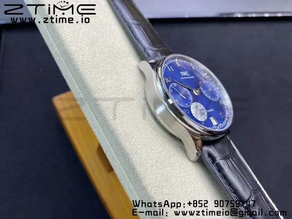 IWC Portuguese Real PR IW500710 ZF 1:1 Best Edition Cadran albastru pe curea din piele neagră A52010 V5 - Super Clone Watch | 1:1 Best Version