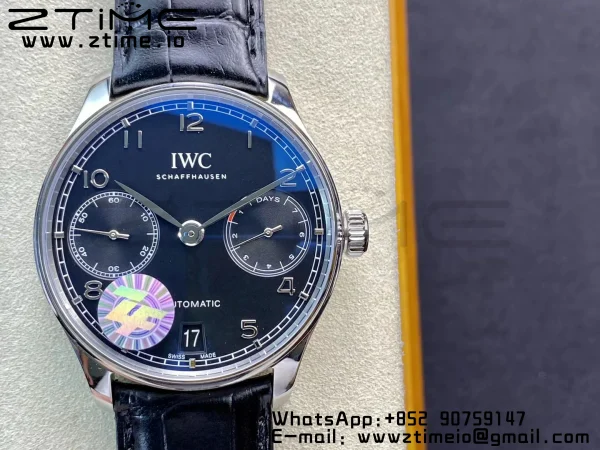 IWC Πορτογαλική Real PR IW500107 ZF 1:1 Best Edition Μαύρο καντράν σε μαύρο δερμάτινο λουράκι A52010 V5 - Super Clone Watch | 1:1 Best Version