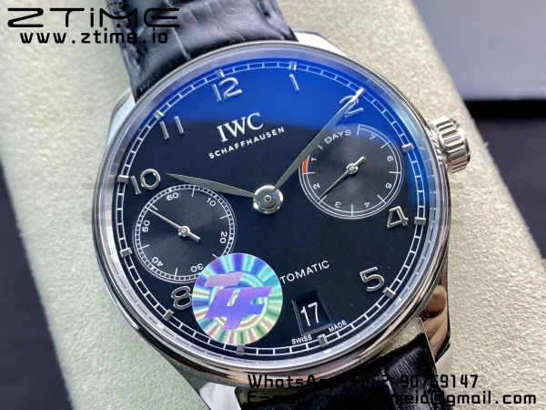 IWC Πορτογαλική Real PR IW500107 ZF 1:1 Best Edition Μαύρο καντράν σε μαύρο δερμάτινο λουράκι A52010 V5 - Super Clone Watch | 1:1 Best Version