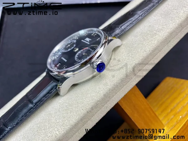 IWC Πορτογαλική Real PR IW500107 ZF 1:1 Best Edition Μαύρο καντράν σε μαύρο δερμάτινο λουράκι A52010 V5 - Super Clone Watch | 1:1 Best Version