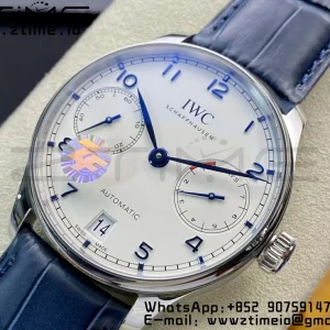 IWC ポルトギーゼ・リアルPR IW500107 ZF 1:1ベスト・エディション ホワイトダイアル ブルーレザーストラップ A52010 V5 - スーパークローン時計｜1:1ベスト・バージョン