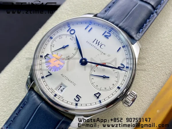 IWC ポルトギーゼ・リアルPR IW500107 ZF 1:1ベスト・エディション ホワイトダイアル ブルーレザーストラップ A52010 V5 - スーパークローン時計｜1:1ベスト・バージョン