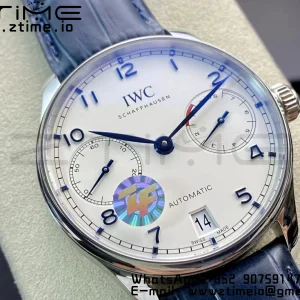 IWC Portuguese Real PR IW500107 ZF 1:1 Best Edition White Dial on Blue Leather Strap A52010 V5 - Super Clone Watch | 1:1 Best Version