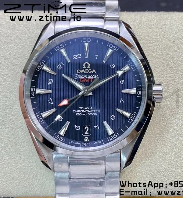 OMEGA Aqua Terra 150M 43.5mm GMT SS VSF 1:1 Best Edition Μαύρο ψηφιακό καντράν με υφή σε βραχιόλι SS A8605 Super Clone V2 - Super Clone Watch | 1:1 Best Version
