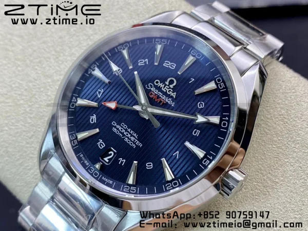 OMEGA Aqua Terra 150M 43.5mm GMT SS VSF 1:1 Best Edition Μαύρο ψηφιακό καντράν με υφή σε βραχιόλι SS A8605 Super Clone V2 - Super Clone Watch | 1:1 Best Version