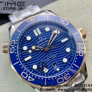 OMEGA 2018 Seamaster Diver 300M SS/RG VSF 1:1 Best Edition RG Bezel Blue Dial on SS/RG Bracelet A8800 - Super Clone Watch | 1:1 Best Version