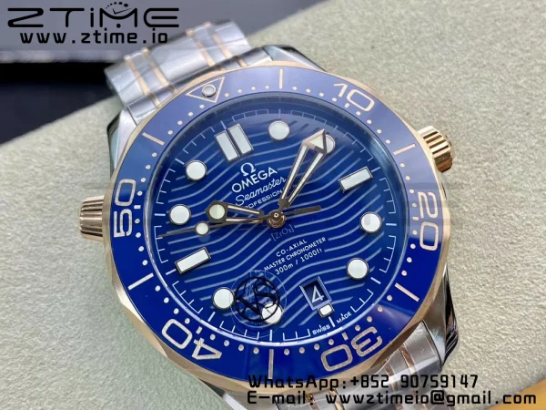 OMEGA 2018 Seamaster Diver 300M SS/RG VSF 1:1 Best Edition RG Bezel Blue Dial on SS/RG Bracelet A8800 - Super Clone Watch | 1:1 Best Version