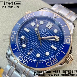 OMEGA 2018 Seamaster Diver 300M SS/RG VSF 1:1 Best Edition RG Bezel Blue Dial on SS/RG Bracelet A8800 - Super Clone Watch | 1:1 Best Version
