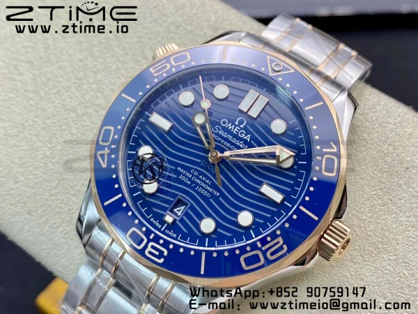 OMEGA 2018 Seamaster Diver 300M SS/RG VSF 1:1 Best Edition RG Bezel Blue Dial on SS/RG Bracelet A8800 - Super Clone Watch | 1:1 Best Version