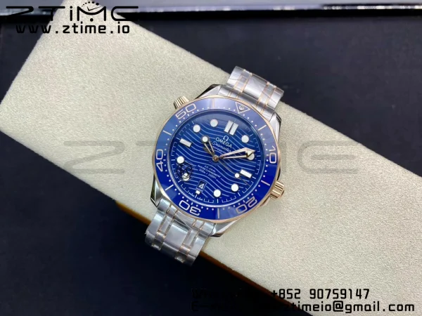OMEGA 2018 Seamaster Diver 300M SS/RG VSF 1:1 Best Edition RG Bezel Blue Dial on SS/RG Bracelet A8800 - Super Clone Watch | 1:1 Best Version