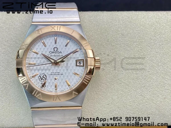 OMEGA Constellation 38mm SS/YG VSF 1:1 Best Edition White Textured Dial on SS/YG Bracelet A8500 Super Clone - Super Clone Watch | 1:1 Best Version