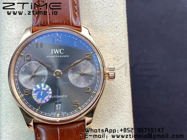 IWC Portuguese Real PR RG IW500702 ZF 1:1 Best Edition Gray Dial on Brown Leather Strap A52010 V5 - Super Clone Watch | 1:1 Best Version