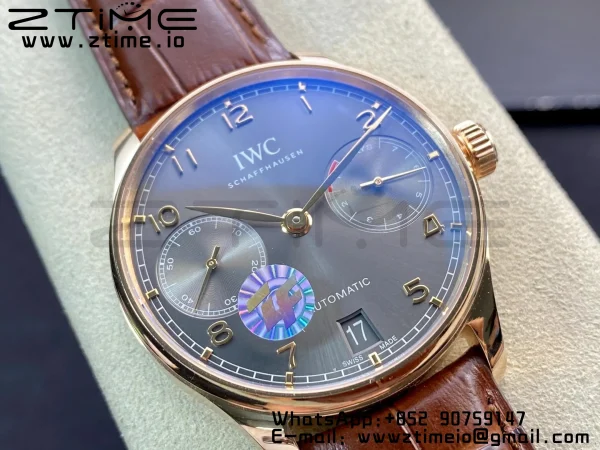 IWC Portuguese Real PR RG IW500702 ZF 1:1 Best Edition Gray Dial on Brown Leather Strap A52010 V5 - Super Clone Watch | 1:1 Best Version