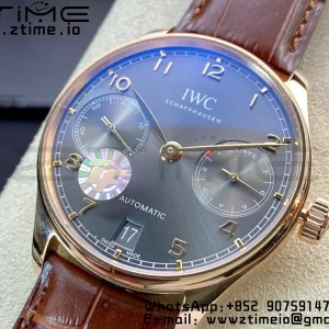 IWC Portuguese Real PR RG IW500702 ZF 1:1 Best Edition Gray Dial on Brown Leather Strap A52010 V5 - Super Clone Watch | 1:1 Best Version