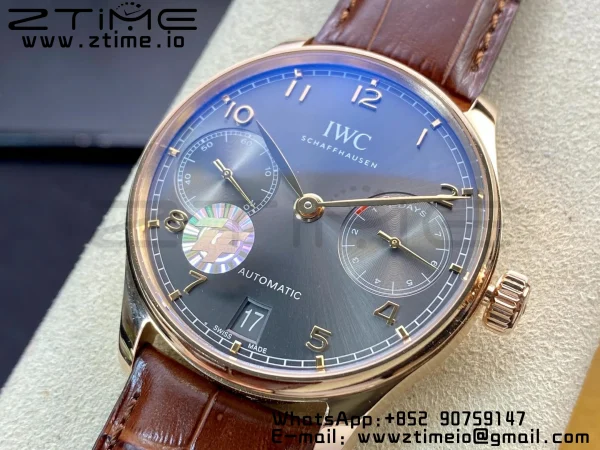 IWC Portuguese Real PR RG IW500702 ZF 1:1 Best Edition Gray Dial on Brown Leather Strap A52010 V5 - Super Clone Watch | 1:1 Best Version