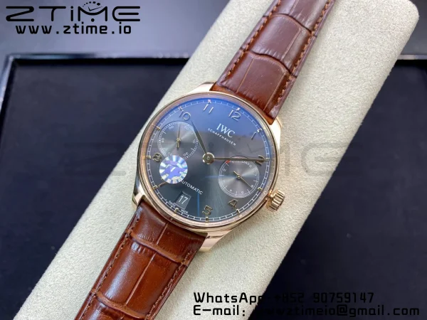 IWC Portuguese Real PR RG IW500702 ZF 1:1 Best Edition Gray Dial on Brown Leather Strap A52010 V5 - Super Clone Watch | 1:1 Best Version