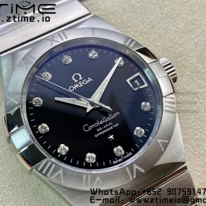 OMEGA Constellation 38mm SS VSF 1:1 Best Edition Black Dial Diamonds Markers on SS Bracelet A8500 Super Clone - Super Clone Watch | 1:1 Best Version