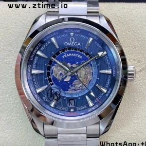 OMEGA Aqua Terra Worldtimer VSF 1:1 Best Edition Blue Dial on SS Bracelet A8938 Super Clone - Super Clone Watch | 1:1 Best Version