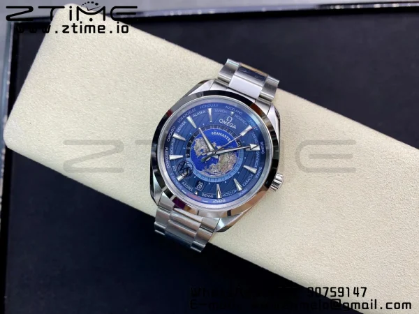 OMEGA Aqua Terra Worldtimer VSF 1:1 Best Edition Blue Dial on SS Bracelet A8938 Super Clone - Super Clone Watch | 1:1 Best Version