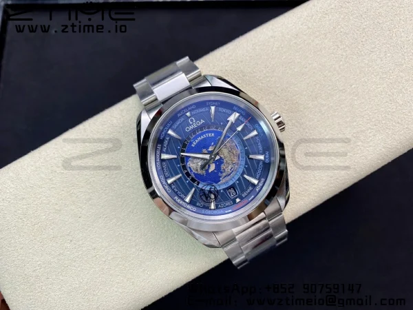 OMEGA Aqua Terra Worldtimer VSF 1:1 Best Edition Blue Dial on SS Bracelet A8938 Super Clone - Super Clone Watch | 1:1 Best Version