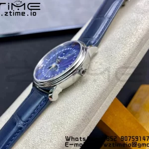 Blancpain Villeret 6654 SS Complicated Function OMF 1:1 Best Edition Textured Blue Dial on Blue Leather Strap A6654 V3 - Super Clone Watch | 1:1 Best Version
