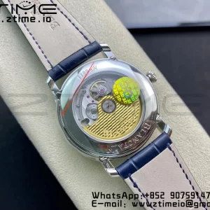 Blancpain Villeret 6654 SS Complicated Function OMF 1:1 Best Edition Textured Blue Dial on Blue Leather Strap A6654 V3 - Super Clone Watch | 1:1 Best Version