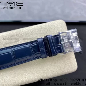 Blancpain Villeret 6654 SS Complicated Function OMF 1:1 Best Edition Textured Blue Dial on Blue Leather Strap A6654 V3 - Super Clone Watch | 1:1 Best Version