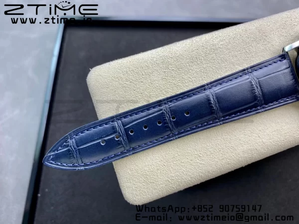 Blancpain Villeret 6654 SS Complicated Function OMF 1:1 Best Edition Textured Blue Dial on Blue Leather Strap A6654 V3 - Super Clone Watch | 1:1 Best Version