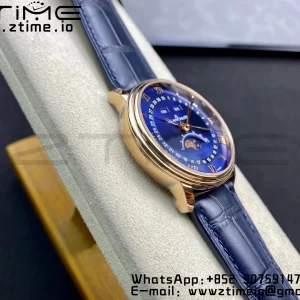 Blancpain Villeret 6654 SS/RG Complicated Function OMF 1:1 Best Edition Blue Dial on Black Leather Strap A6654 V3 - Super Clone Watch | 1:1 Best Version