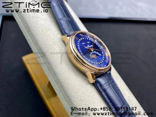 Blancpain Villeret 6654 SS/RG Complicated Function OMF 1:1 Best Edition Blue Dial on Black Leather Strap A6654 V3 - Super Clone Watch | 1:1 Best Version