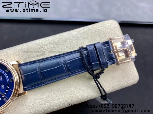 Blancpain Villeret 6654 SS/RG Complicated Function OMF 1:1 Best Edition Blue Dial on Black Leather Strap A6654 V3 - Super Clone Watch | 1:1 Best Version