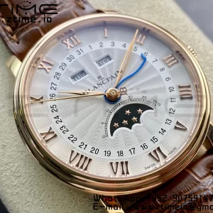Blancpain Villeret 6654 SS/RG Complicated Function OMF 1:1 Best Edition White Dial on Brown Leather Strap A6654 V3 - Super Clone Watch | 1:1 Best Version