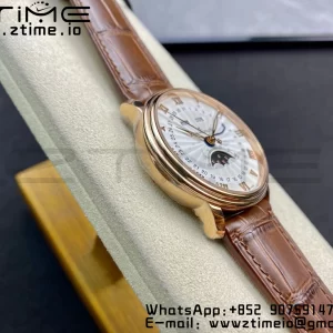 Blancpain Villeret 6654 SS/RG Complicated Function OMF 1:1 Best Edition White Dial on Brown Leather Strap A6654 V3 - Super Clone Watch | 1:1 Best Version