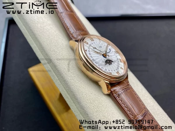 Blancpain Villeret 6654 SS/RG Complicated Function OMF 1:1 Best Edition White Dial on Brown Leather Strap A6654 V3 - Super Clone Watch | 1:1 Best Version