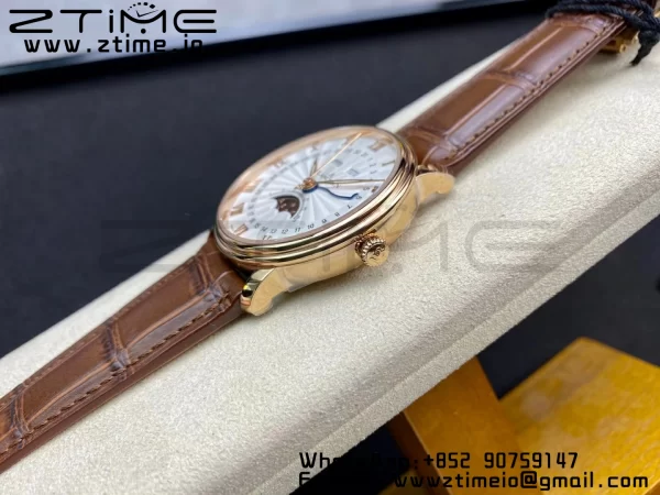 Blancpain Villeret 6654 SS/RG Complicated Function OMF 1:1 Best Edition White Dial on Brown Leather Strap A6654 V3 - Super Clone Watch | 1:1 Best Version