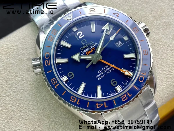 OMEGA Planet Ocean 600M Co-Axial GMT 43.5mm VSF 1:1 Best Edition Blue Dial Blue Ceramic Bezel on SS Bracelet A8605 Super Clone - Super Clone Watch | 1:1 Best Version