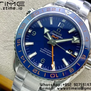 OMEGA Planet Ocean 600M Co-Axial GMT 43.5mm VSF 1:1 Best Edition Blue Dial Blue Ceramic Bezel on SS Bracelet A8605 Super Clone - Super Clone Watch | 1:1 Best Version