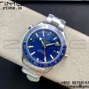 OMEGA Planet Ocean 600M Co-Axial GMT 43.5mm VSF 1:1 Best Edition Blue Dial Blue Ceramic Bezel on SS Bracelet A8605 Super Clone - Super Clone Watch | 1:1 Best Version