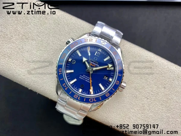 OMEGA Planet Ocean 600M Co-Axial GMT 43.5mm VSF 1:1 Best Edition Blue Dial Blue Ceramic Bezel on SS Bracelet A8605 Super Clone - Super Clone Watch | 1:1 Best Version