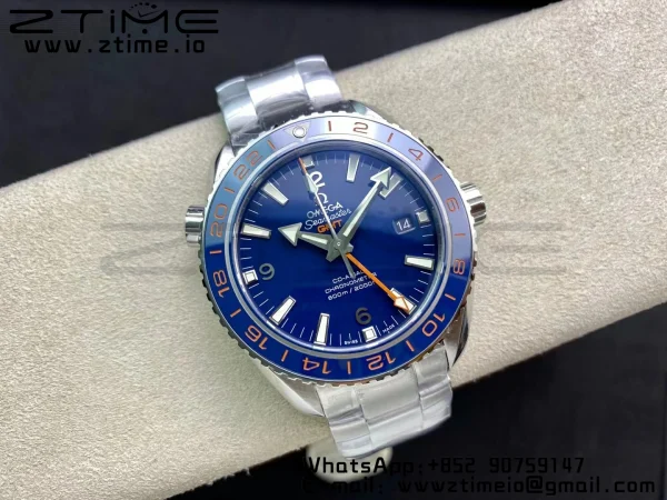 OMEGA Planet Ocean 600M Co-Axial GMT 43.5mm VSF 1:1 Best Edition Blue Dial Blue Ceramic Bezel on SS Bracelet A8605 Super Clone - Super Clone Watch | 1:1 Best Version