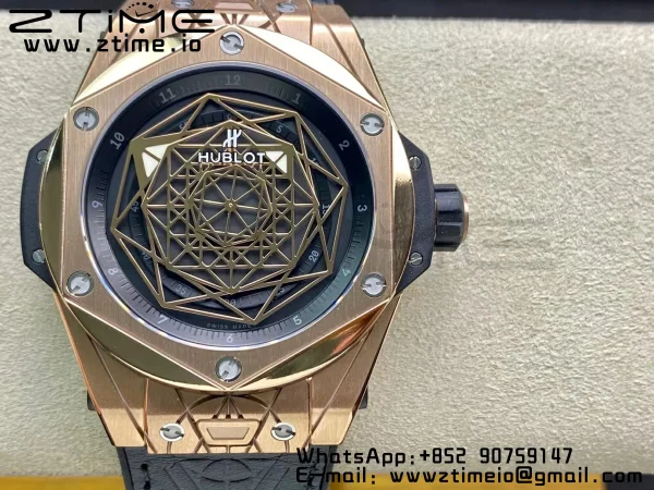 HUBLOT Big Bang Sang Bleu RG Titanium 415.OX.1118.VR.MXM17 WWF 1:1 Best Edition Blue Skeletonal Dial On Blue Gummy Strap Asian HB1213 - Super Clone Watch | 1:1 Best Version