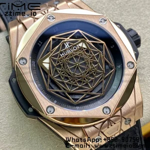 HUBLOT Big Bang Sang Bleu RG Titanium 415.OX.1118.VR.MXM17 WWF 1:1 Best Edition Blue Skeletonal Dial On Blue Gummy Strap Asian HB1213 - Super Clone Watch | 1:1 Best Version