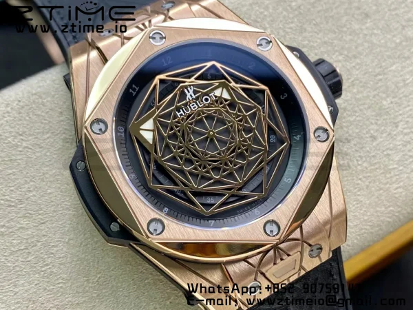 HUBLOT Big Bang Sang Bleu RG Titanium 415.OX.1118.VR.MXM17 WWF 1:1 Best Edition Blue Skeletonal Dial On Blue Gummy Strap Asian HB1213 - Super Clone Watch | 1:1 Best Version